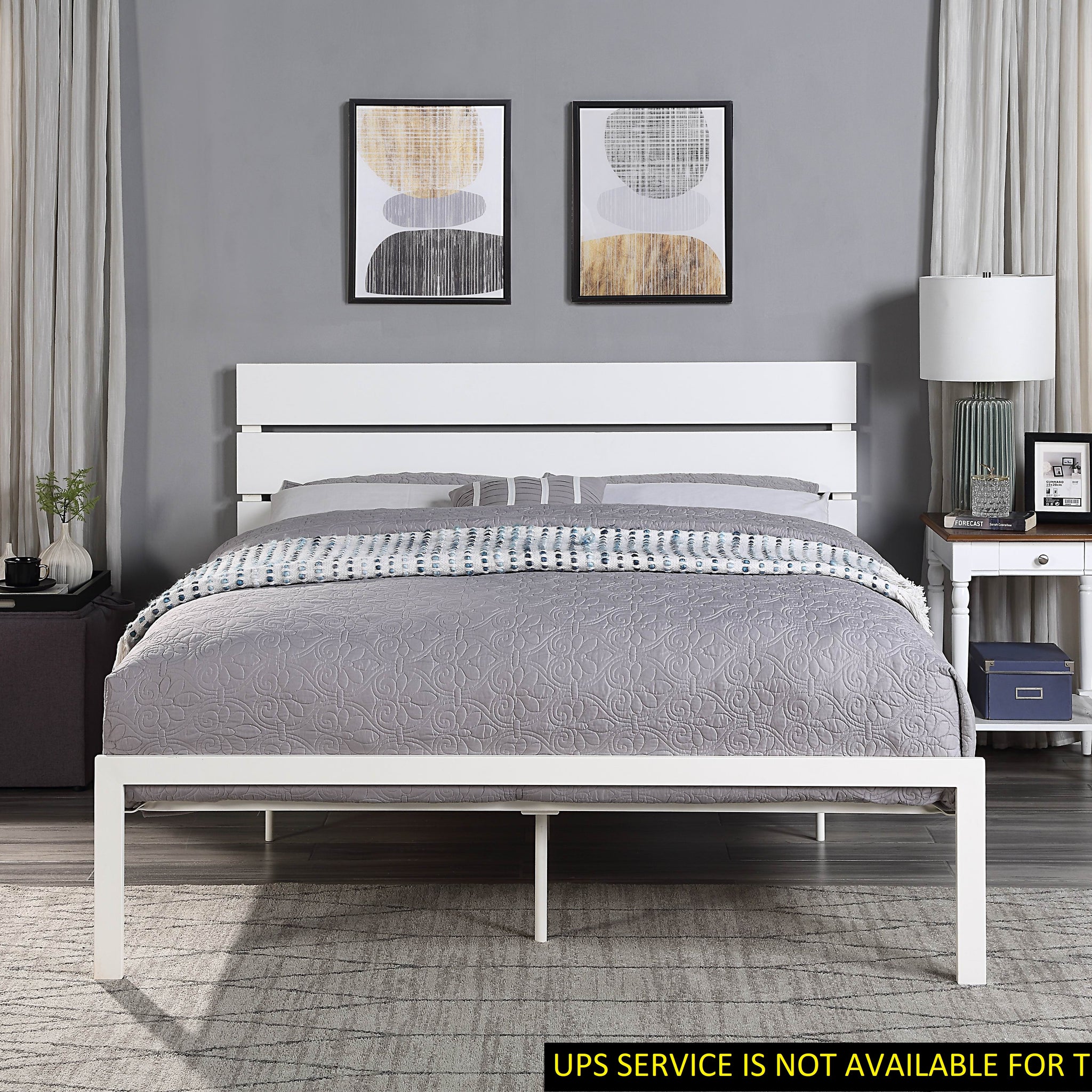 Contemporary Queen Bed 1Pc Casual Style White Metal Bed Bedroom Furniture Queen White Bedroom Metal