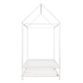 Twin Size Kids House Bed With Trundle, Metal House Bed White White Metal