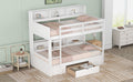 Twin Size Bunk Bed With Built In Shelves Beside Both Upper And Down Bed And Storage Drawer,White White Pine