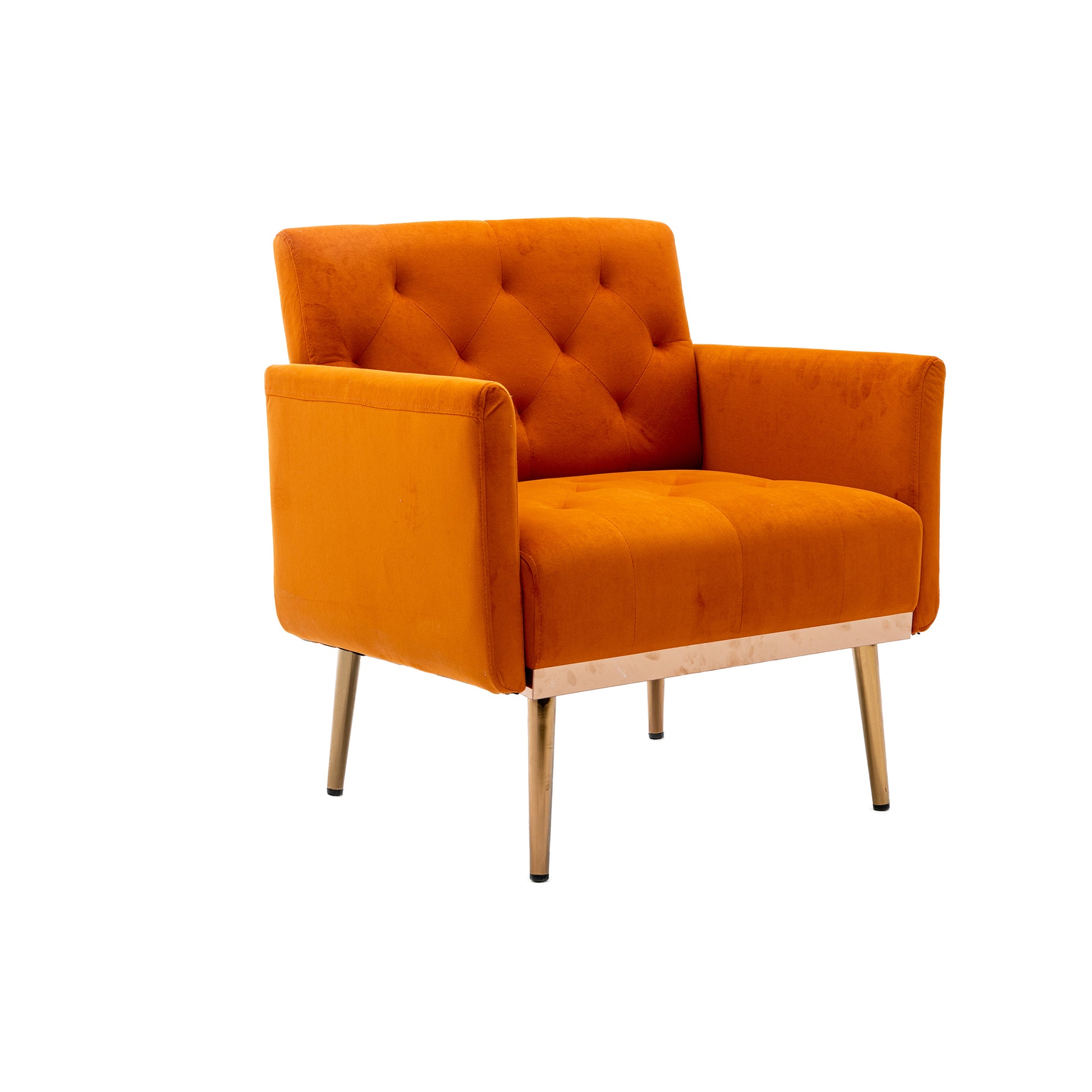 Coolmore Accent Chair ,Leisure Single Sofa With Rose Golden Feet Orange Polyester