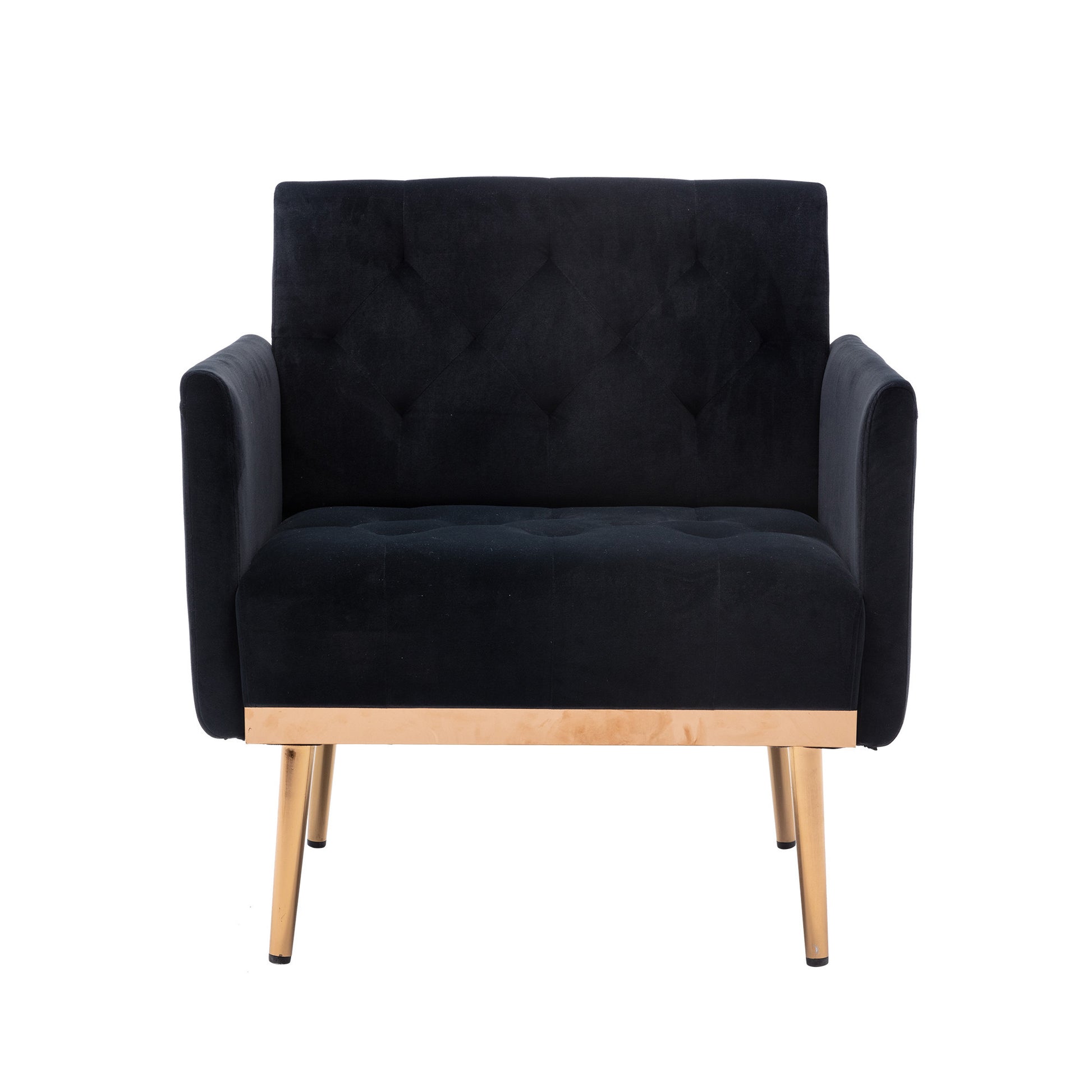 Coolmore Accent Chair ,Leisure Single Sofa With Rose Golden Feet Black Polyester