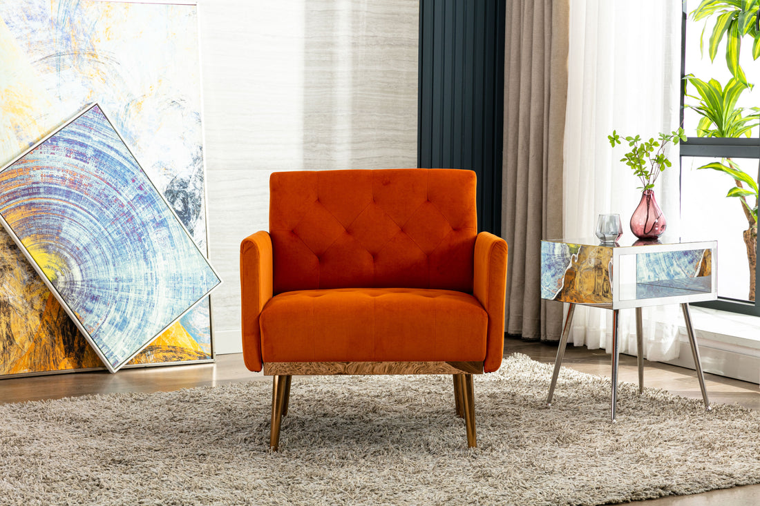 Coolmore Accent Chair ,Leisure Single Sofa With Rose Golden Feet Orange Polyester