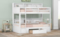 Twin Size Bunk Bed With Built In Shelves Beside Both Upper And Down Bed And Storage Drawer,White White Pine