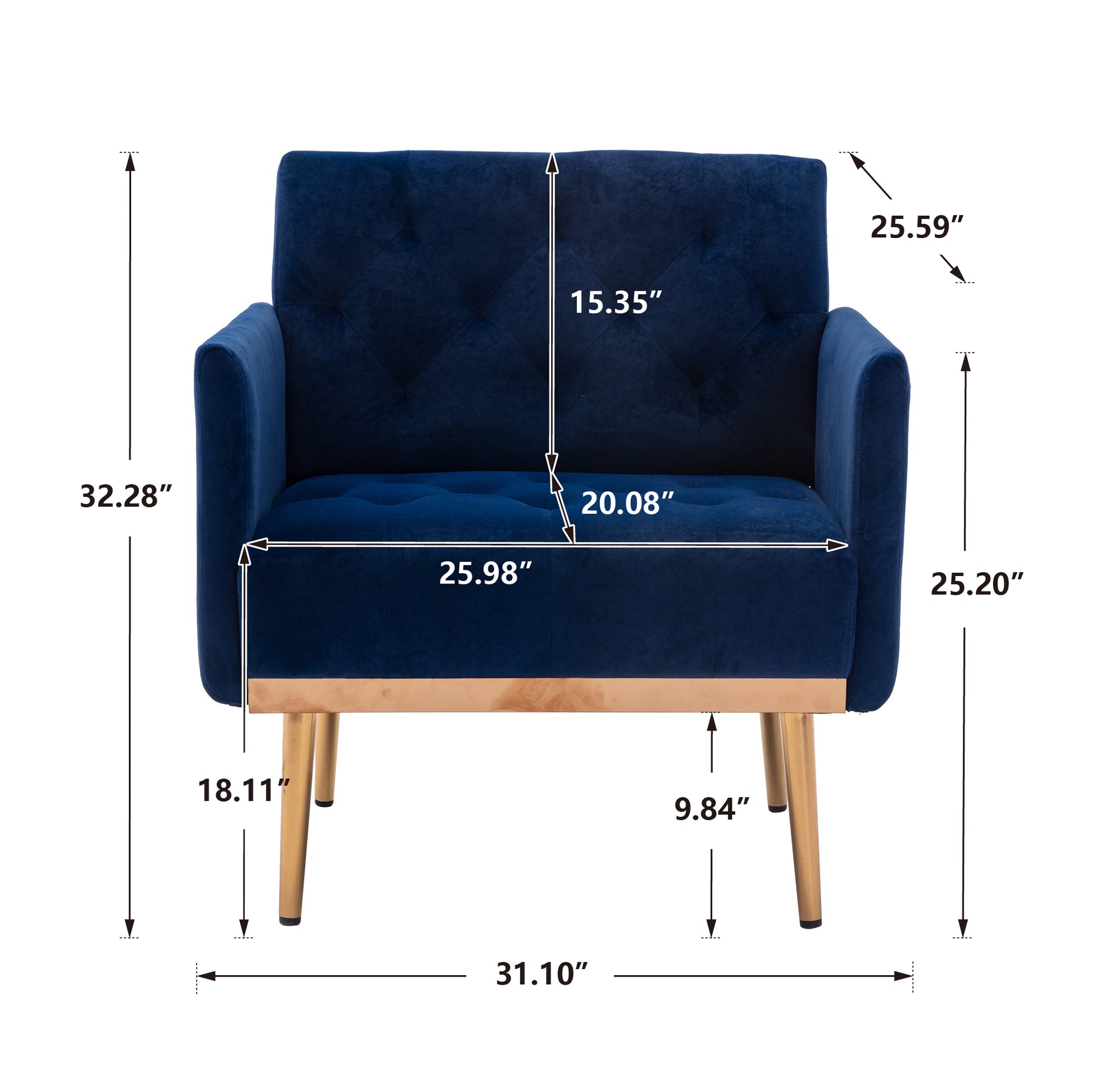 Coolmore Accent Chair ,Leisure Single Sofa With Rose Golden Feet Navy Polyester