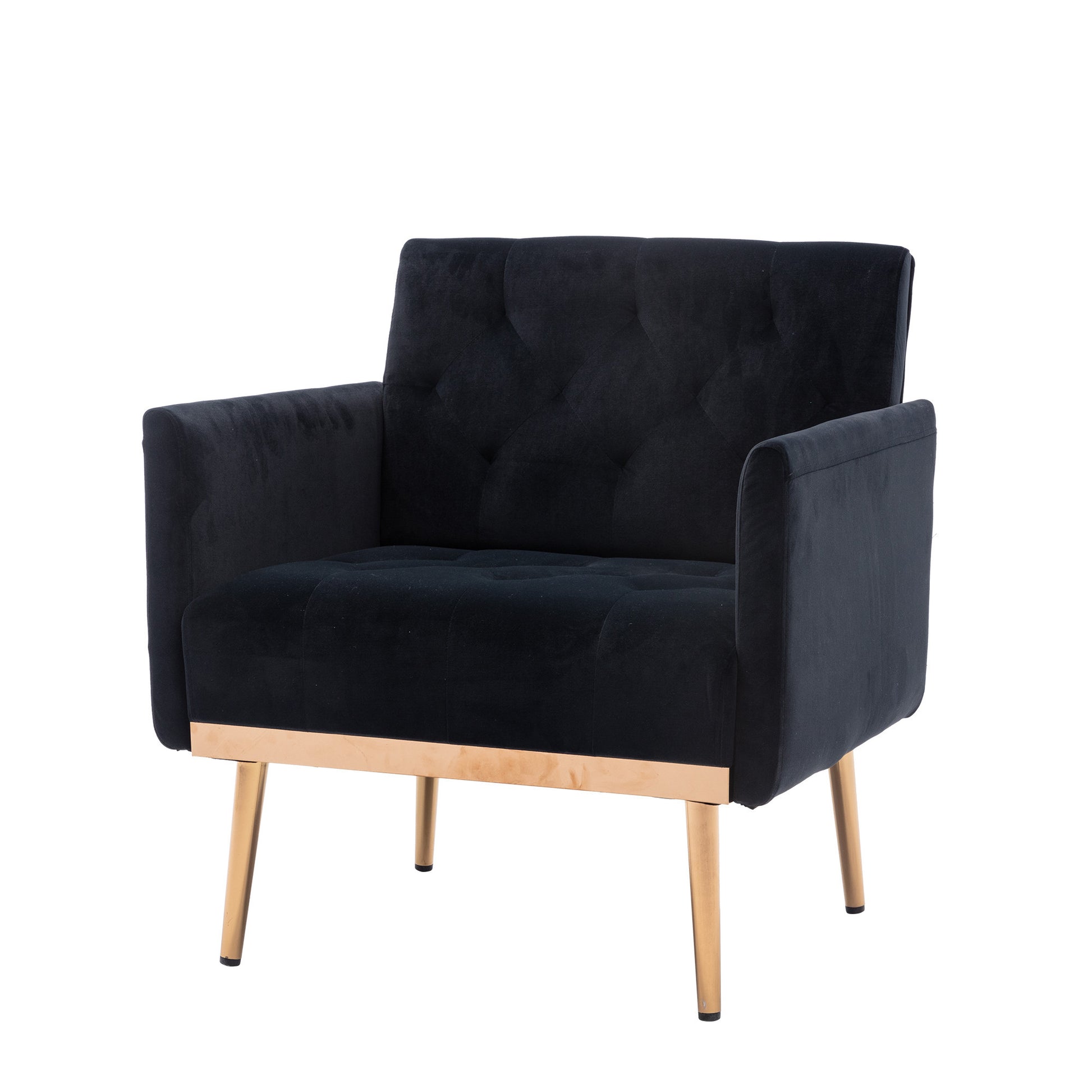 Coolmore Accent Chair ,Leisure Single Sofa With Rose Golden Feet Black Polyester