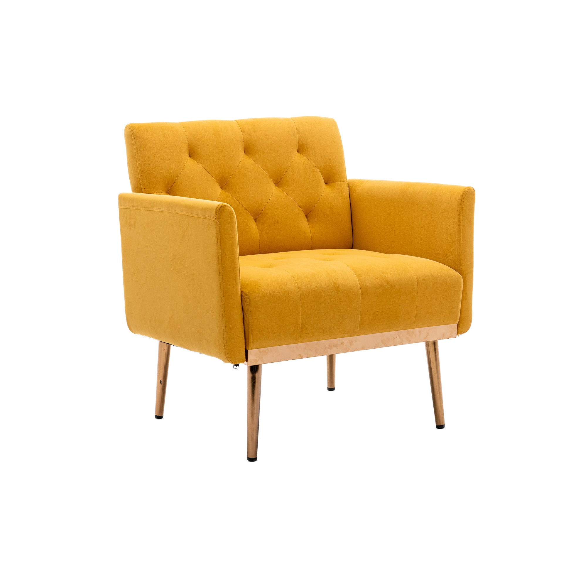 Coolmore Accent Chair ,Leisure Single Sofa With Rose Golden Feet Mustard Polyester