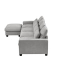 Modern Large L Shape Feather Filled Sectional Sofa, Convertible Sofa Couch With Reversible Chaise For Living Room Light Gray Chenille 5 Seat