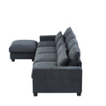 Modern Large L Shape Feather Filled Sectional Sofa, Convertible Sofa Couch With Reversible Chaise For Living Room Dark Gray Chenille 5 Seat