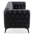 84.06 Inch Width Traditional Square Arm Removable Cushion 3 Seater Sofa Black Foam Pu