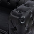 84.06 Inch Width Traditional Square Arm Removable Cushion 3 Seater Sofa Black Foam Pu