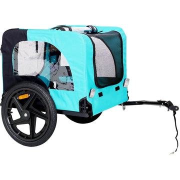 Light Green Foldable Pet Jogging Stroller Dog Carriers Bicycle Trailer Pet Dog Cat Bike Trailer Light Blue Oxford Fabric Metal