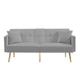 Grey Velvet Futon Sofa Bed With Gold Metal Legs Grey Velvet Wood Tufted Back Eucalyptus Square Arms Foam Velvet 2 Seat