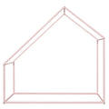 Twin Size Metal House Bed Kids Bed, Pink Pink Metal