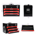 3 Drawers Tool Box With Tool Set Black Steel