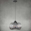 Modern Oblate Black Crystal Chandelier Fixture, Ceiling Pendant Light For Living Room, Bedroom, Kitchen, Dining Room, Hallway, Adjustable Color Temperature, Dimmable, 120V, E26, W16.5*L31.5 Matt