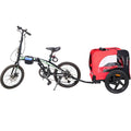 Bicycle Trailer For Pets Outdoor Foldable Red Color Dog Trailer With Reflectors And Safty Flag Red Oxford Fabric Steel
