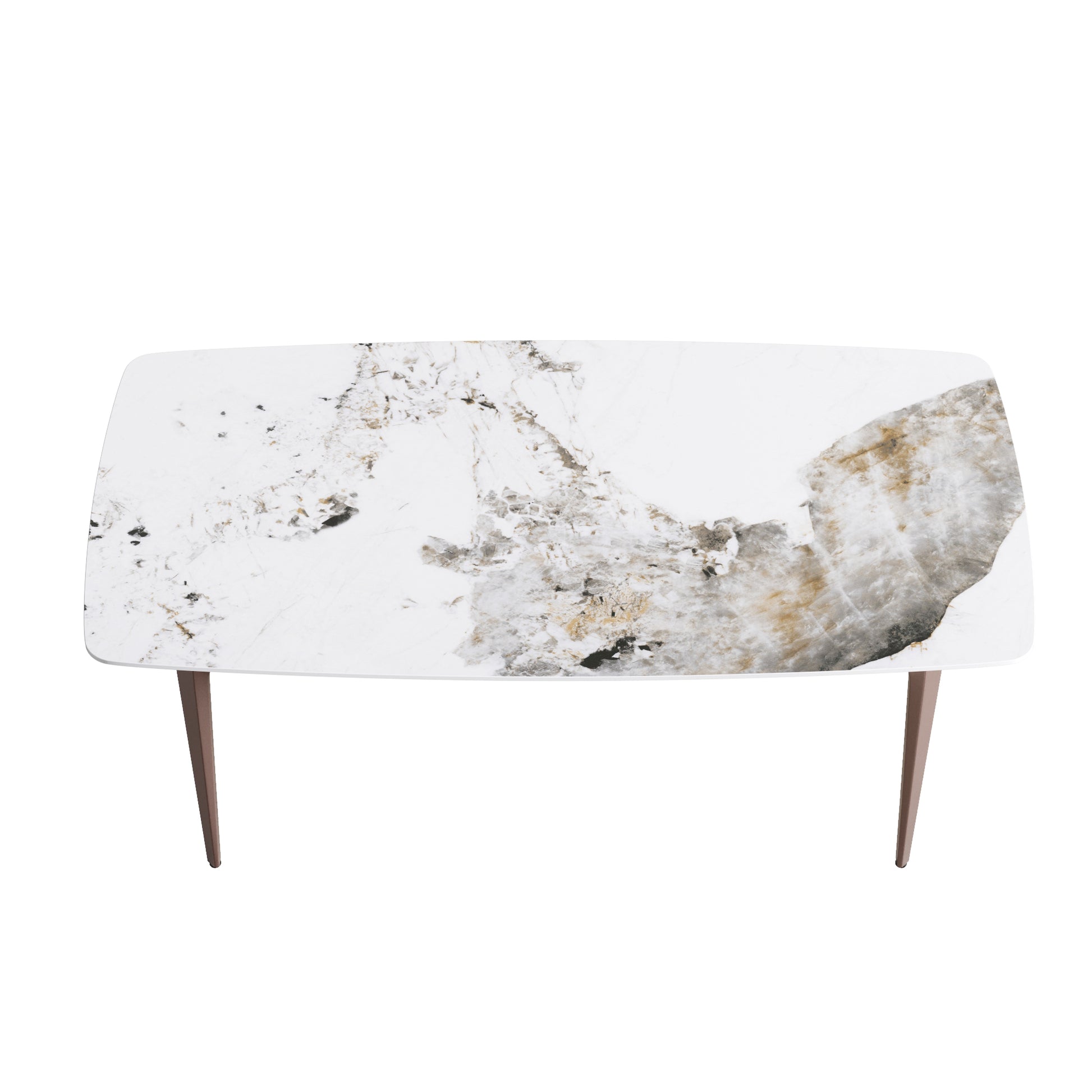 70.87"Modern Artificial Stone Pandora White Curved Metal Leg Dining Table Can Accommodate 6 8 People Antique White Metal Sintered Stone