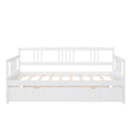 Twin Size Daybed Wood Bed With Twin Size Trundle,White White Solid Wood