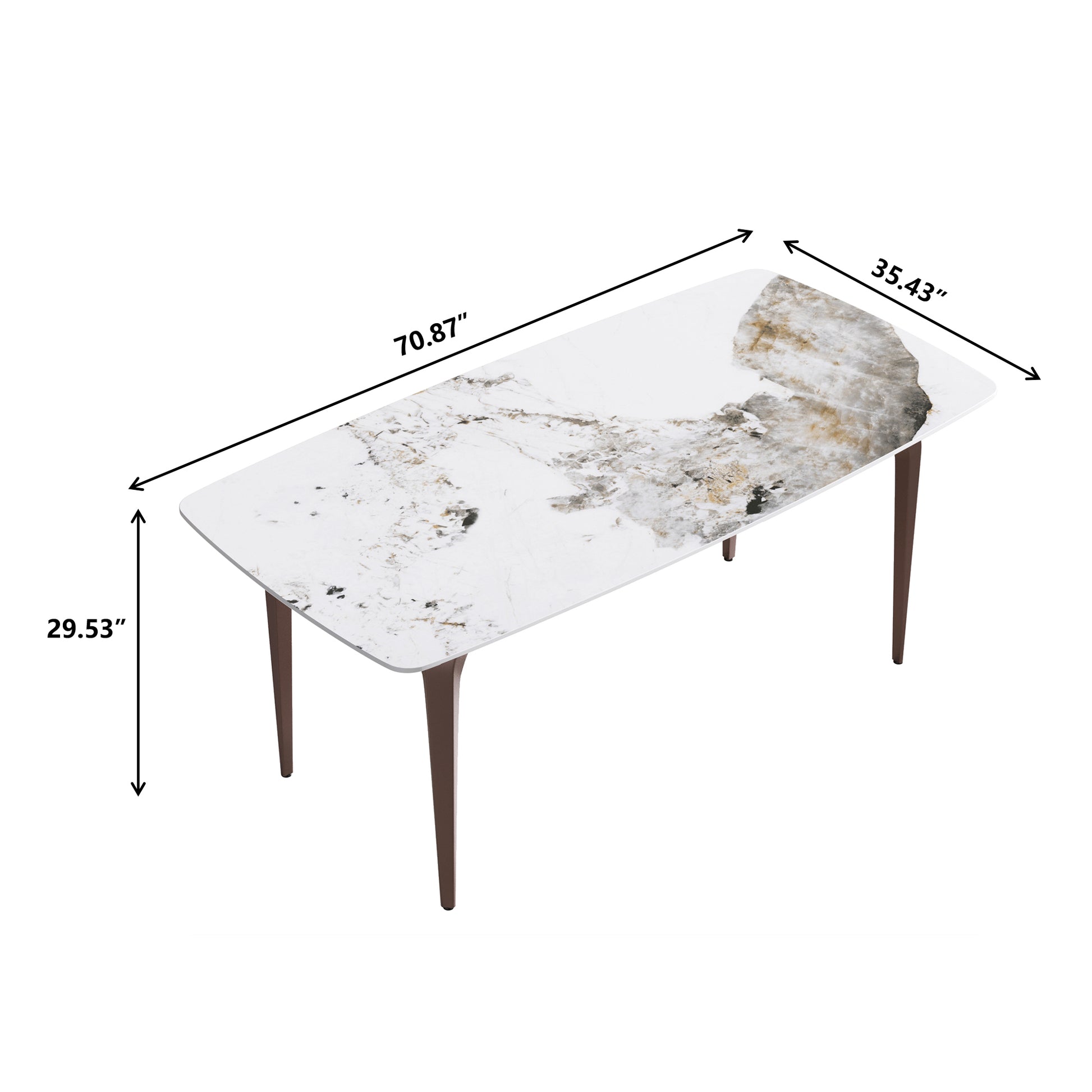 70.87"Modern Artificial Stone Pandora White Curved Metal Leg Dining Table Can Accommodate 6 8 People Antique White Metal Sintered Stone