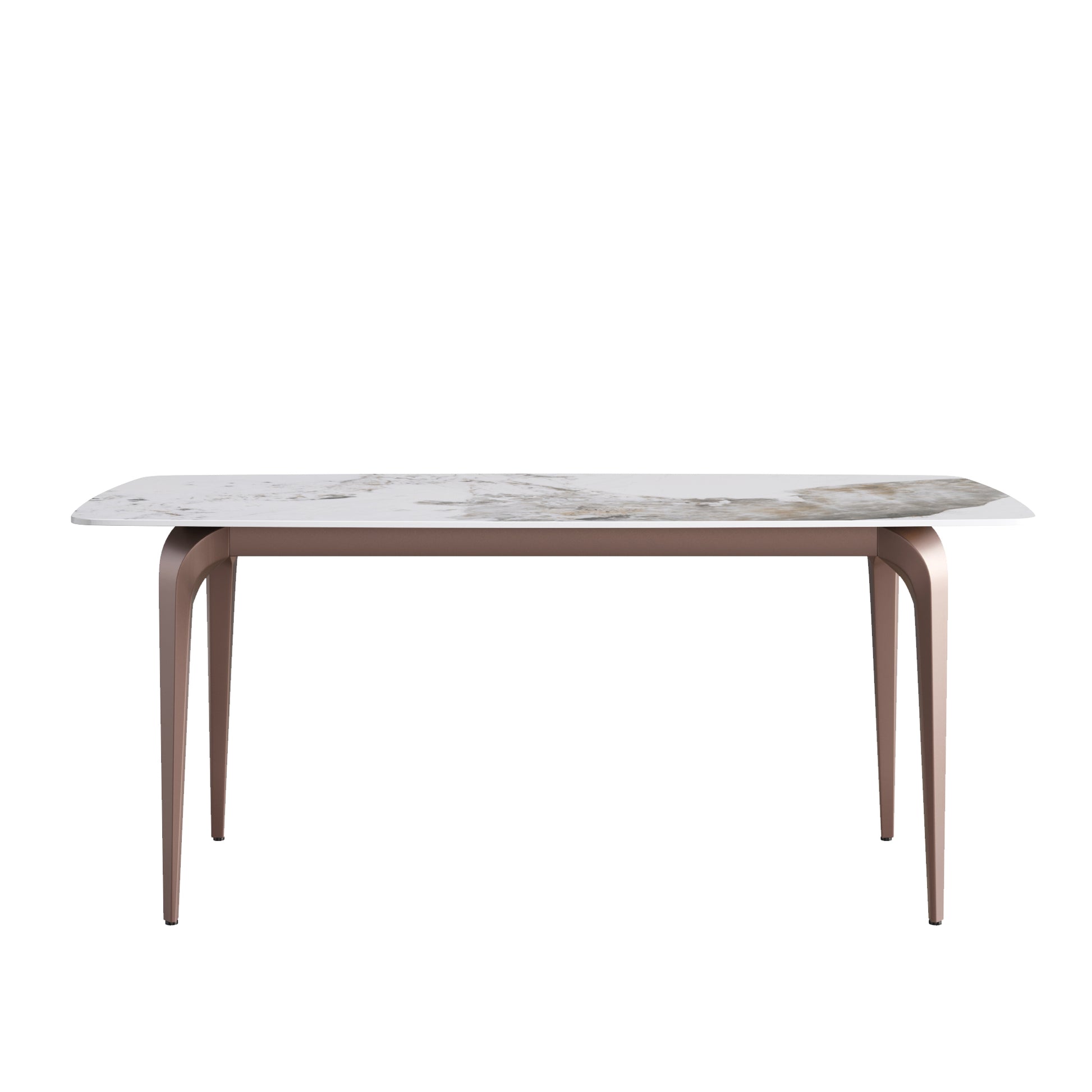 70.87"Modern Artificial Stone Pandora White Curved Metal Leg Dining Table Can Accommodate 6 8 People Antique White Metal Sintered Stone