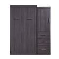 Twin Size Murphy Bed With Wardrobe And Drawers, Storage Bed, Can Be Folded Into A Cabinet, Gray Gray Pine