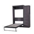 Twin Size Murphy Bed With Wardrobe And Drawers, Storage Bed, Can Be Folded Into A Cabinet, Gray Gray Pine