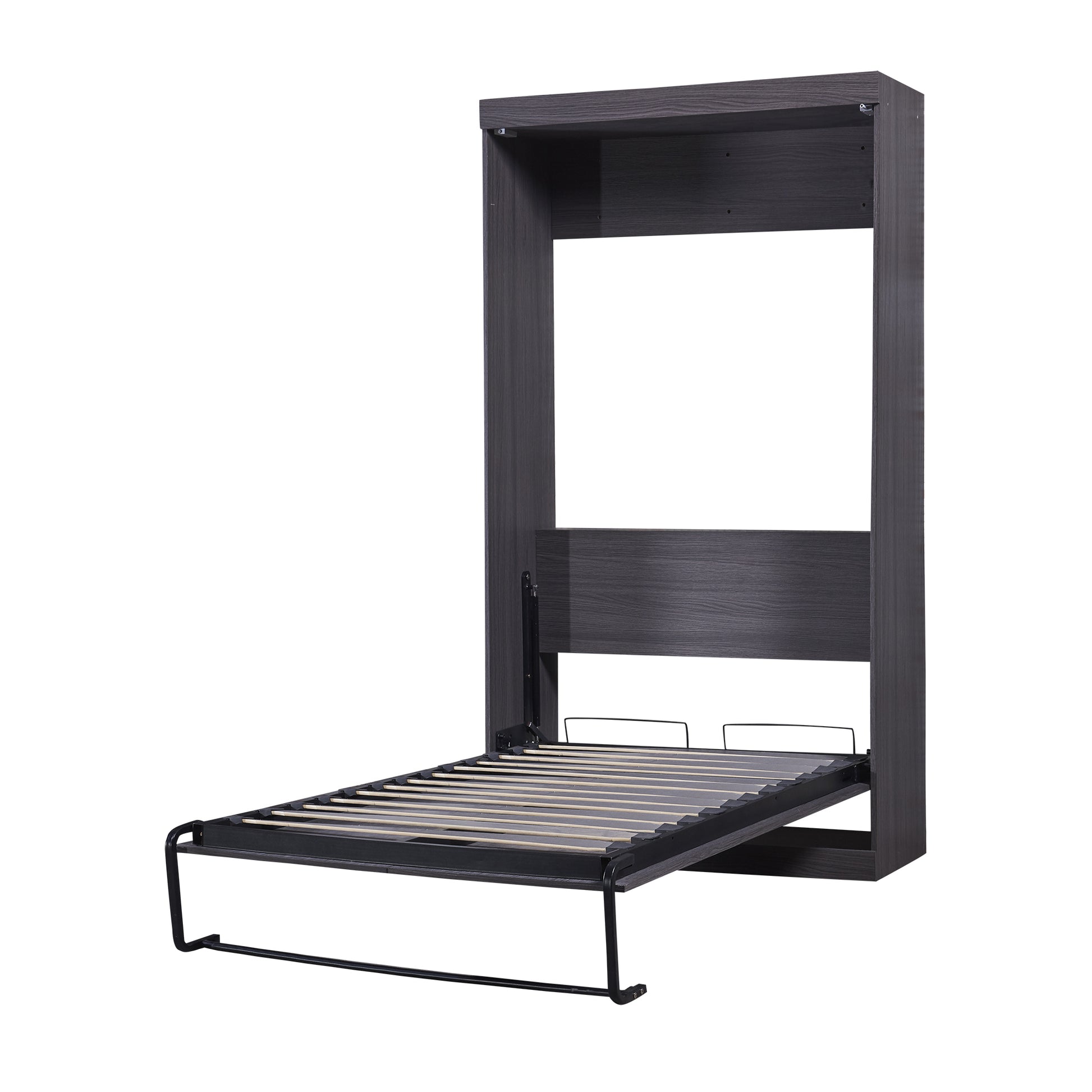 Twin Size Murphy Bed With Wardrobe And Drawers, Storage Bed, Can Be Folded Into A Cabinet, Gray Gray Pine