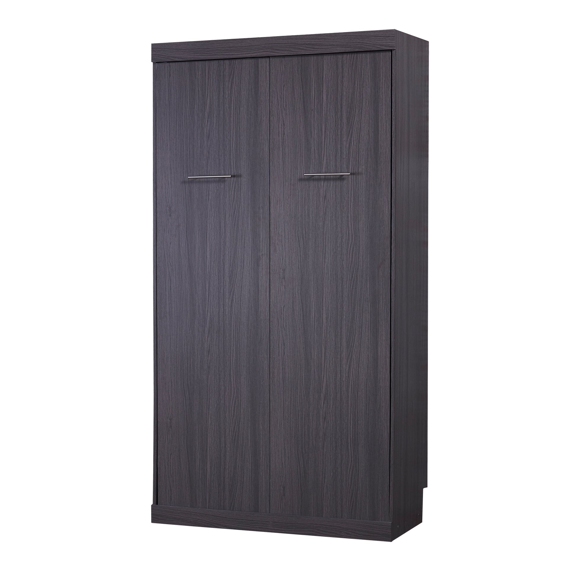 Twin Size Murphy Bed With Wardrobe And Drawers, Storage Bed, Can Be Folded Into A Cabinet, Gray Gray Pine
