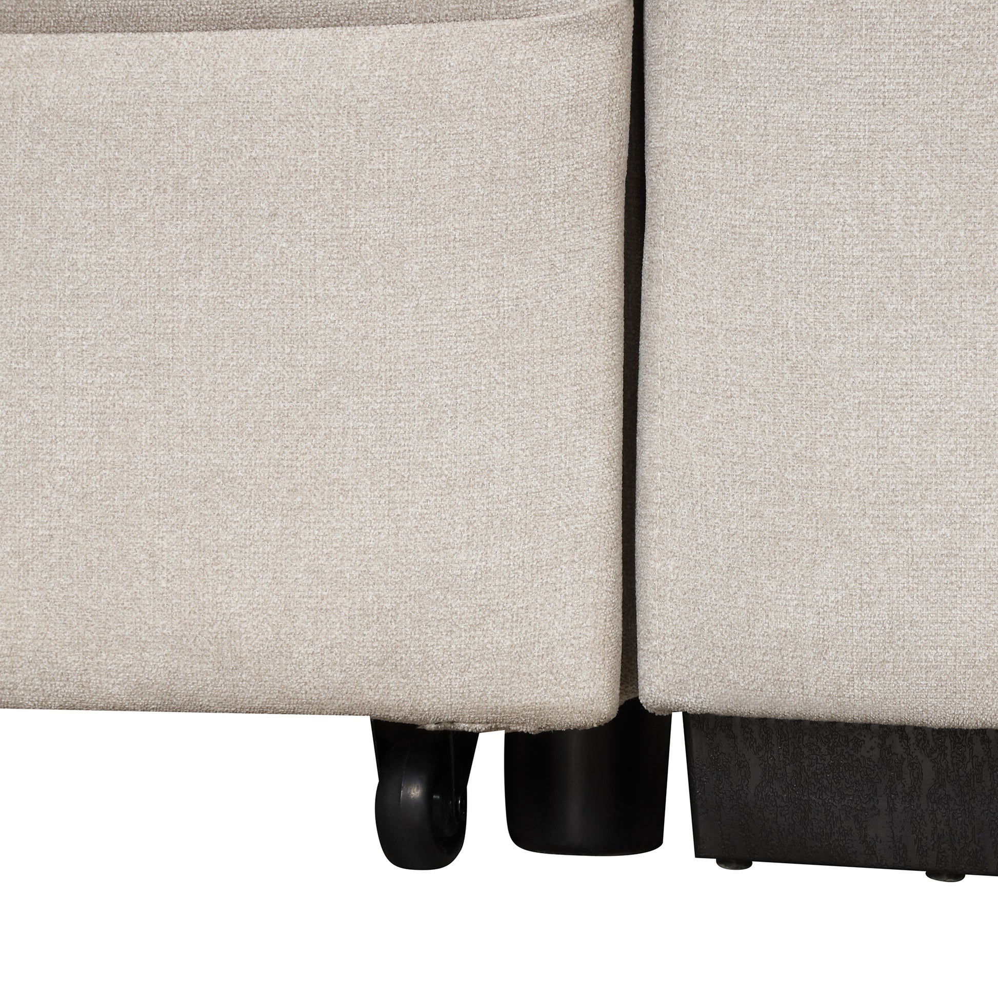 84.75" Sleeper Sofa Bed,2 In 1 Pull Out Sofa Bed L Shape Couch With Storage Ottoman For Living Room,Bedroom Couch And Small Apartment, Beige Beige Foam Linen 4 Seat