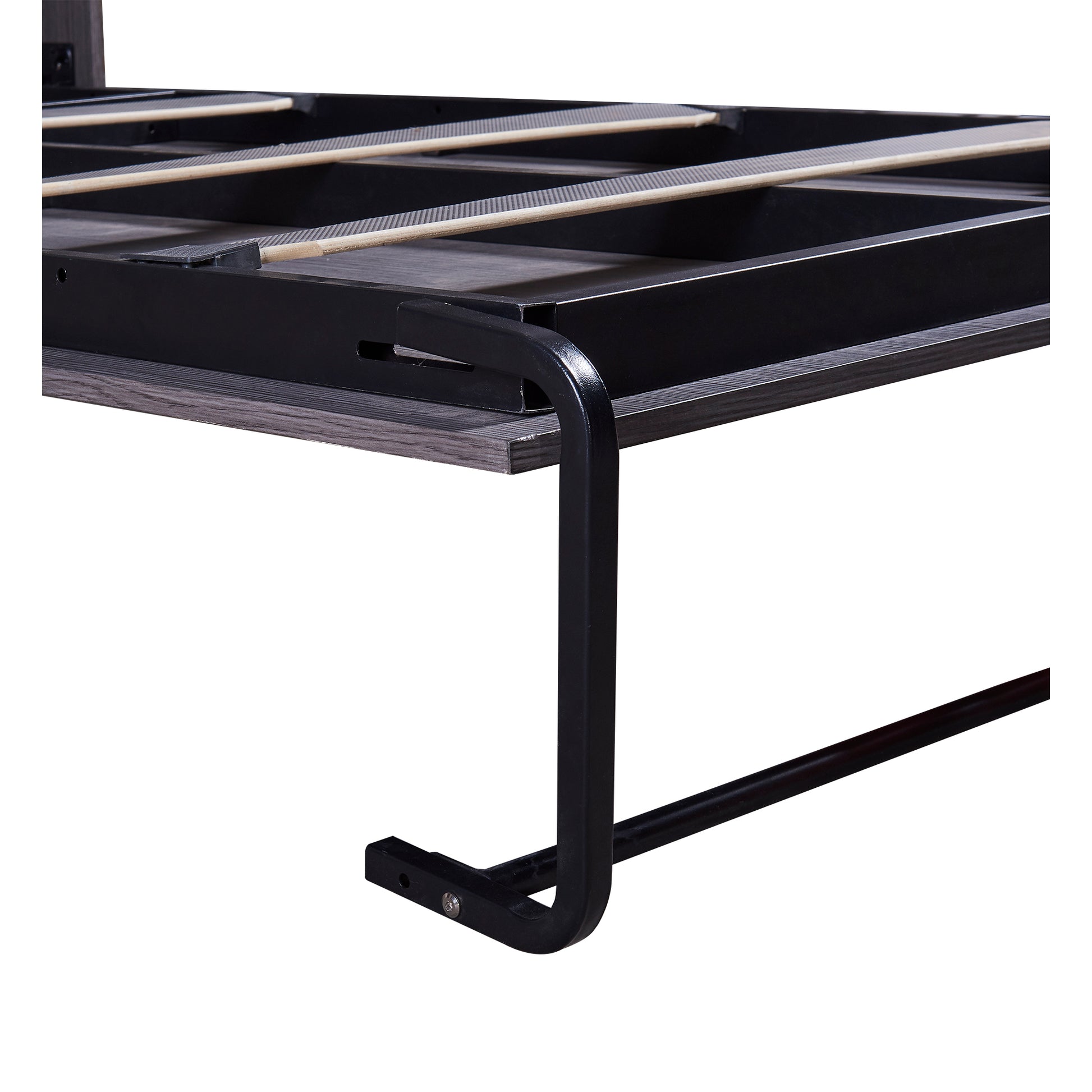 Twin Size Murphy Bed With Wardrobe And Drawers, Storage Bed, Can Be Folded Into A Cabinet, Gray Gray Pine