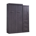 Twin Size Murphy Bed With Wardrobe And Drawers, Storage Bed, Can Be Folded Into A Cabinet, Gray Gray Pine