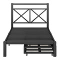 Metal Platform Bed With 2 Drawers, Twin Black Black Metal