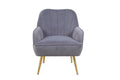 Modern Mid Century Chair Velvet Sherpa Armchair For Living Room Bedroom Office Easy Assemble Grey Foam Velvet