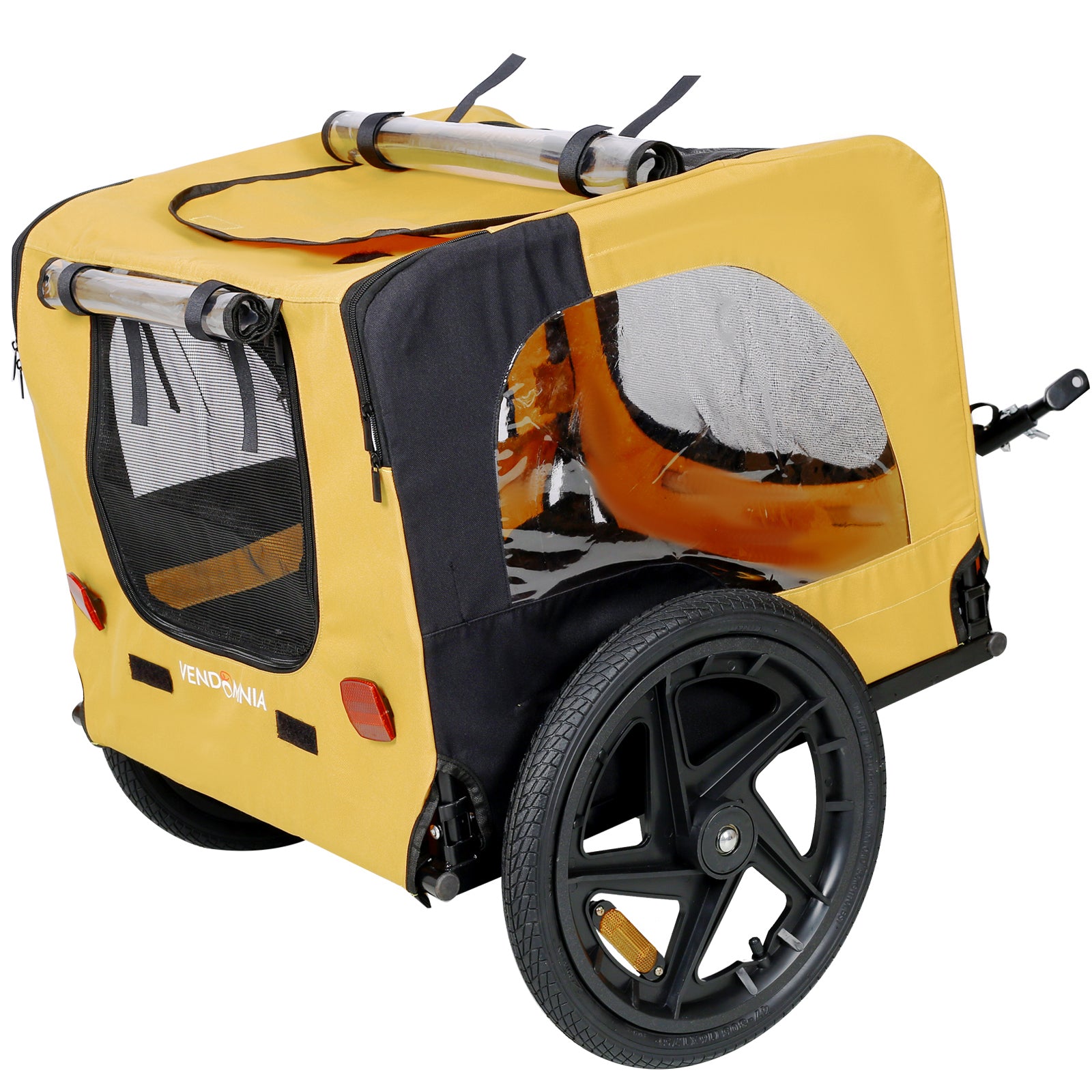 Yellow Outdoor Heavy Duty Foldable Utility Pet Stroller Dog Carriers Bicycle Trailer Yellow Oxford Fabric Steel