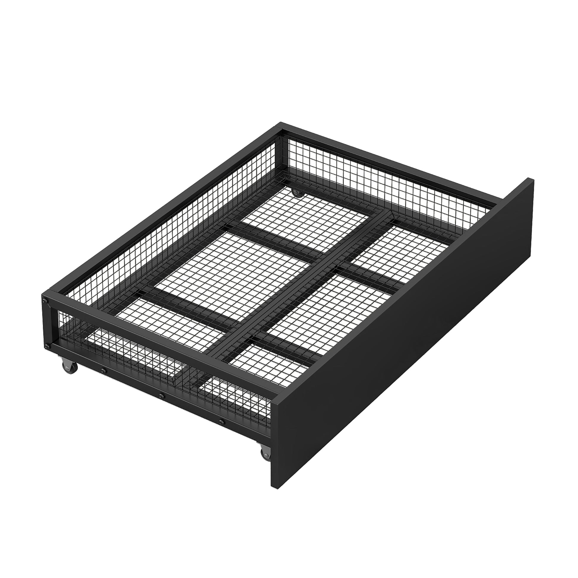 Metal Platform Bed With 2 Drawers, Twin Black Black Metal