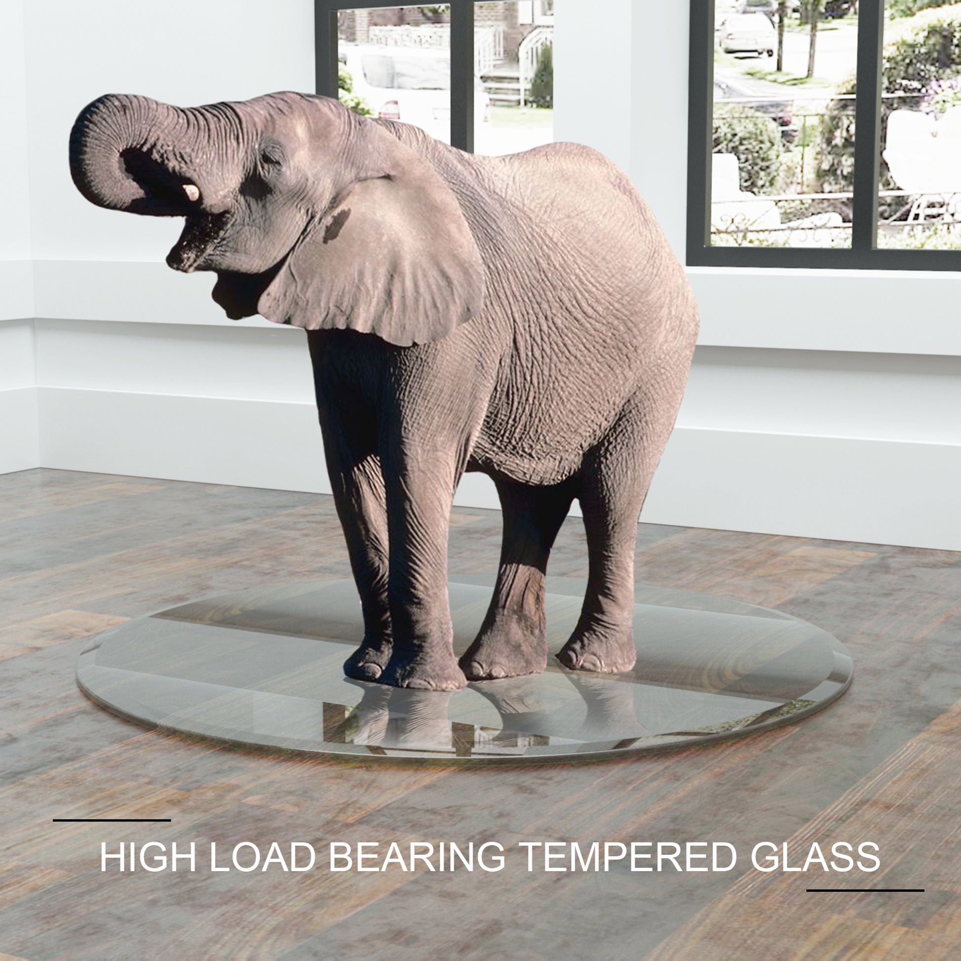 36" Inch Round Tempered Glass Table Top Clear Glass 1 4" Inch Thick Flat Polished Edge Transparent Glass