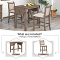 3 Piece Wood Counter Height Drop Leaf Dining Table Set With 2 Upholstered Dining Chairs For Small Place, Brown Brown Wood Dining Room Folding Rubberwood Oval Dining Table With Chair Upholstered