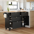 Farmhouse Kitchen Island Set With Drop Leaf And 2 Seatings,Dining Table Set With Storage Cabinet, Drawers And Towel Rack, Black Rustic Brown Black Kitchen Farmhouse Rectangular Kitchen Island Sets Rubberwood Solid Wood Small Less Than 40In