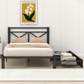 Metal Platform Bed With 2 Drawers, Twin Black Black Metal