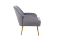 Modern Mid Century Chair Velvet Sherpa Armchair For Living Room Bedroom Office Easy Assemble Grey Foam Velvet
