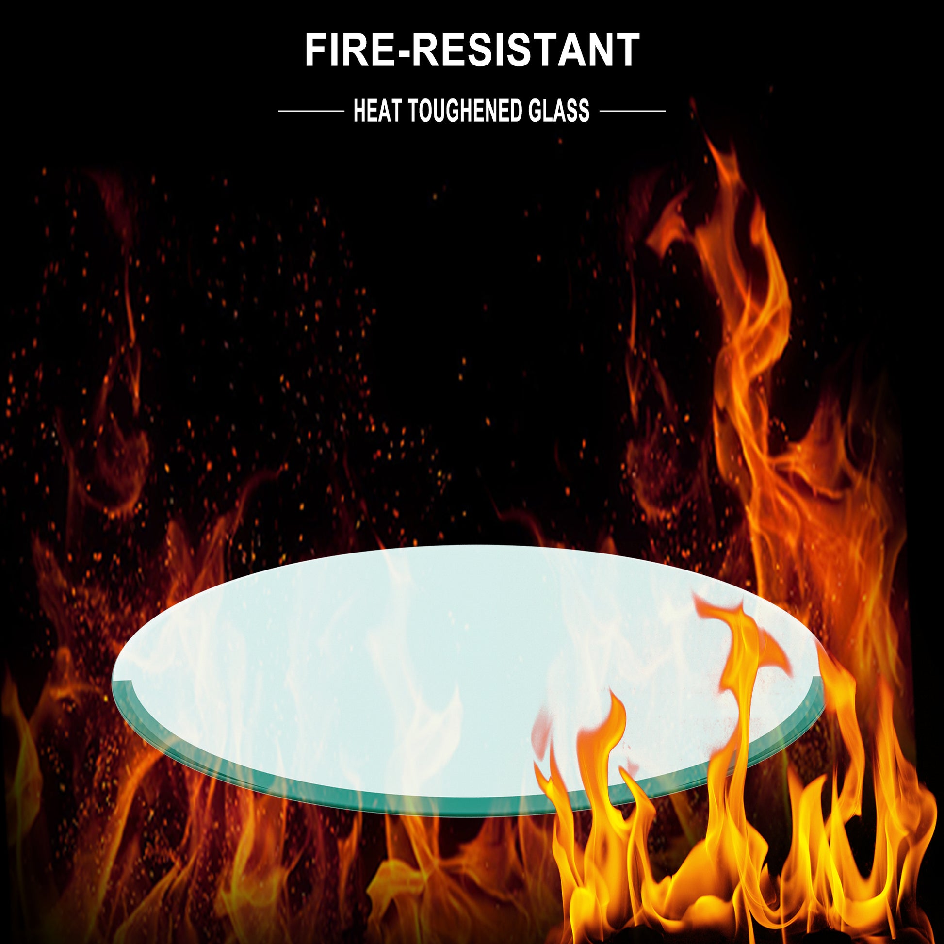 24" Round Tempered Glass Table Top Clear Glass 2 5 Inch Thick Beveled Polished Edge Transparent Glass