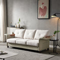 Living Room Furniture Linen Fabric Faux Leather With Wood Leg Sofa Beige Beige Foam Fabric