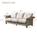 Living Room Furniture Linen Fabric Faux Leather With Wood Leg Sofa Beige Beige Foam Fabric