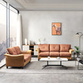 Living Room Furniture Linen Fabric Faux Leather With Wood Leg 2 3 Sectional Brown Brown Foam Fabric