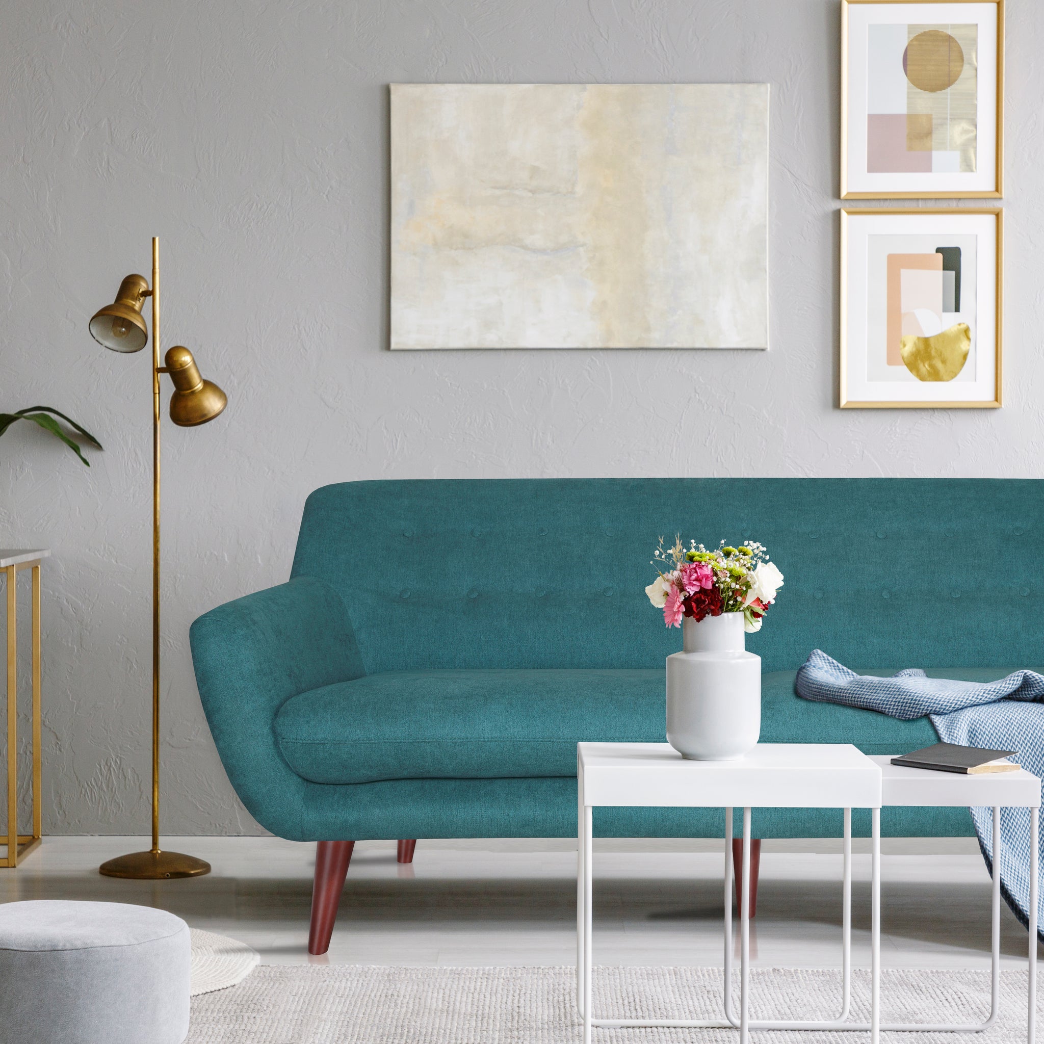 Brenna Sofa Teal Teal Upholstered