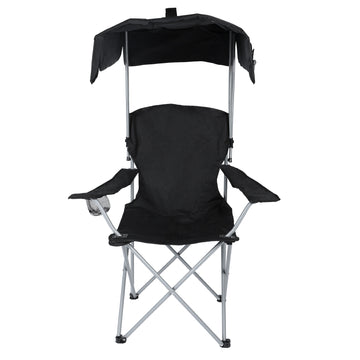Yssoa Canopy Lounge Chair With Sunshade For Camping, Hiking, Travel, And Other Outdoor Events, With Cup Holder, 21.6" X 21.6" X 36", Black, 1 Pack Black Oxford Fabric