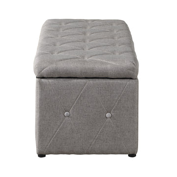 1 Piece Rectangular Storage Ottoman Fabric Linen With 2 Set Ottomans Beige Beige Linen