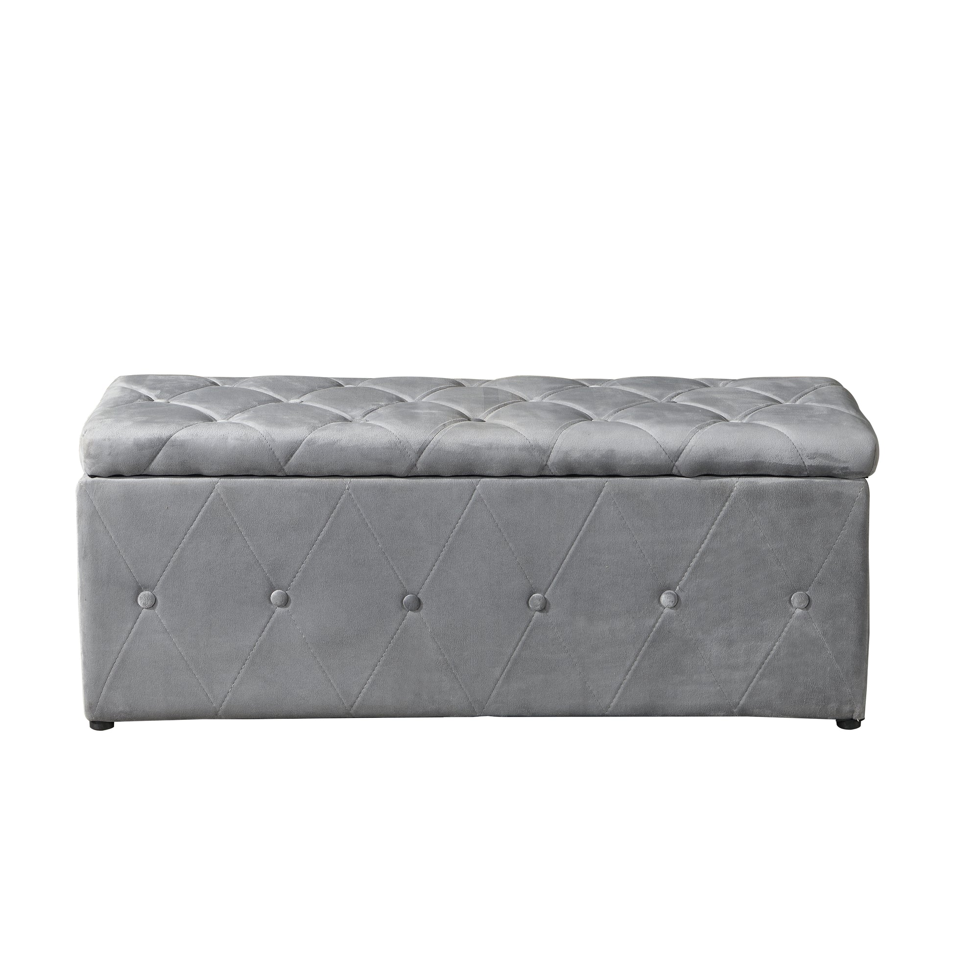 1 Piece Rectangular Storage Ottoman Short Velvet With 2 Set Ottomans Light Gray Light Gray Velvet