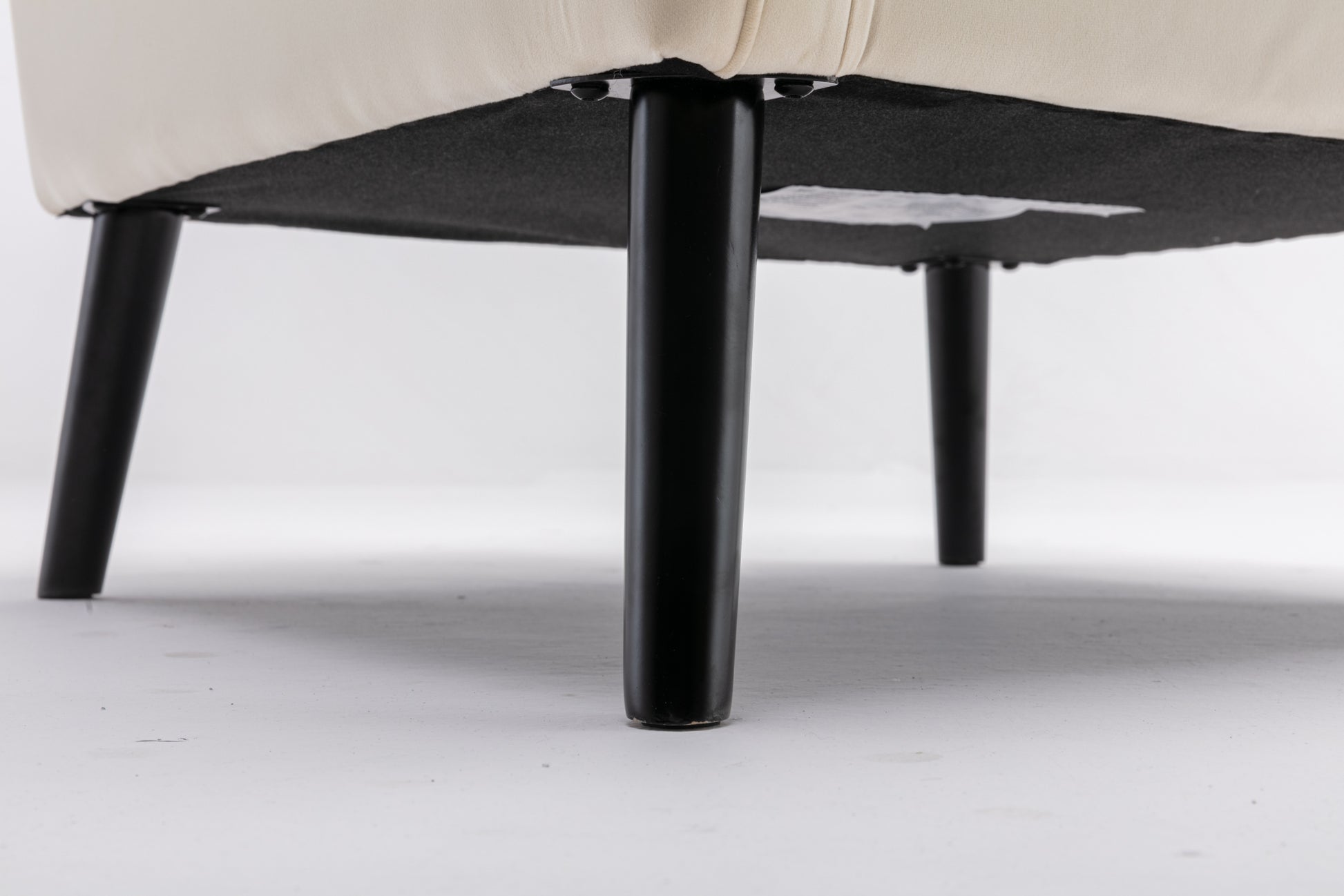 Accent Chair, Kd Solid Wood Legs With Black Painting. Fabric Cover The Seat. With A Cushion. Cream Foam Solid Wood