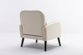Accent Chair, Kd Solid Wood Legs With Black Painting. Fabric Cover The Seat. With A Cushion. Cream Foam Solid Wood